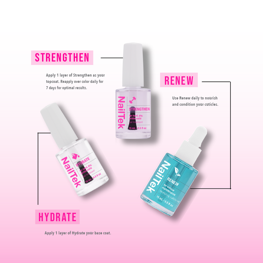 Nail Tek Nail Therapy For Hard Brittle Nails 3pc Kit - Professional Salon Brands