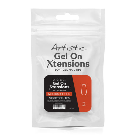 Artistic Gel On Xtensions Tips Medium Coffin  #2 50pk