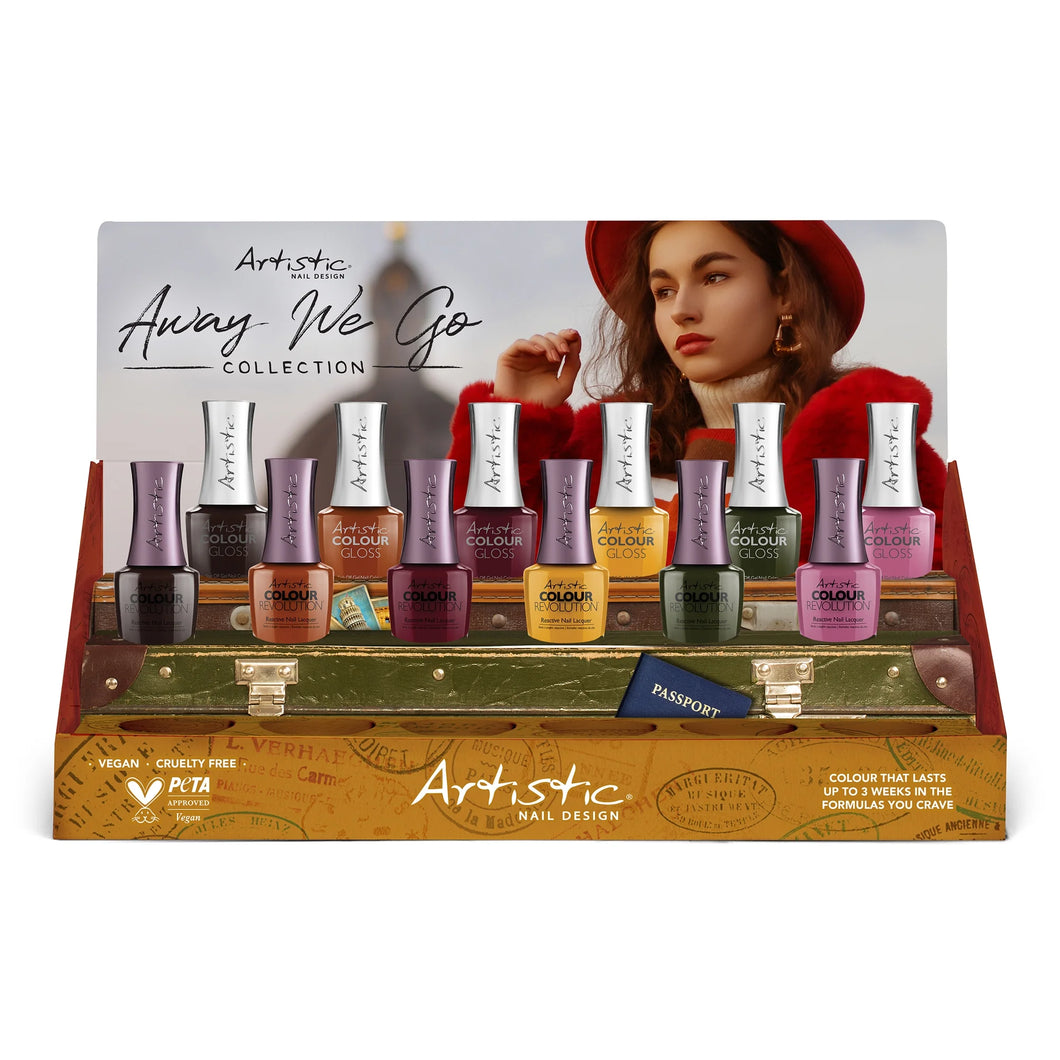 Away We Go Collection 12 Piece Display Gel and Lacquer - Professional Salon Brands