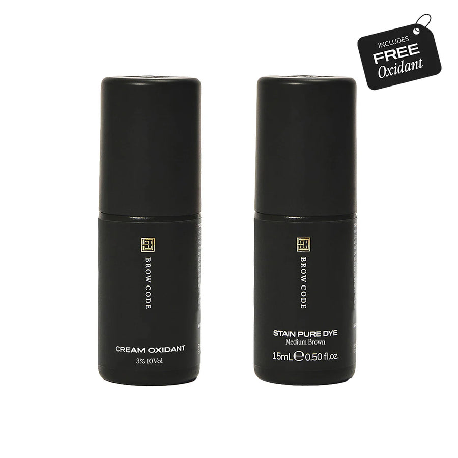 Brow Code Stain Pure Dye Medium Brown 15ml (Buy 1, Get 1 Peroxide Crème Free)
