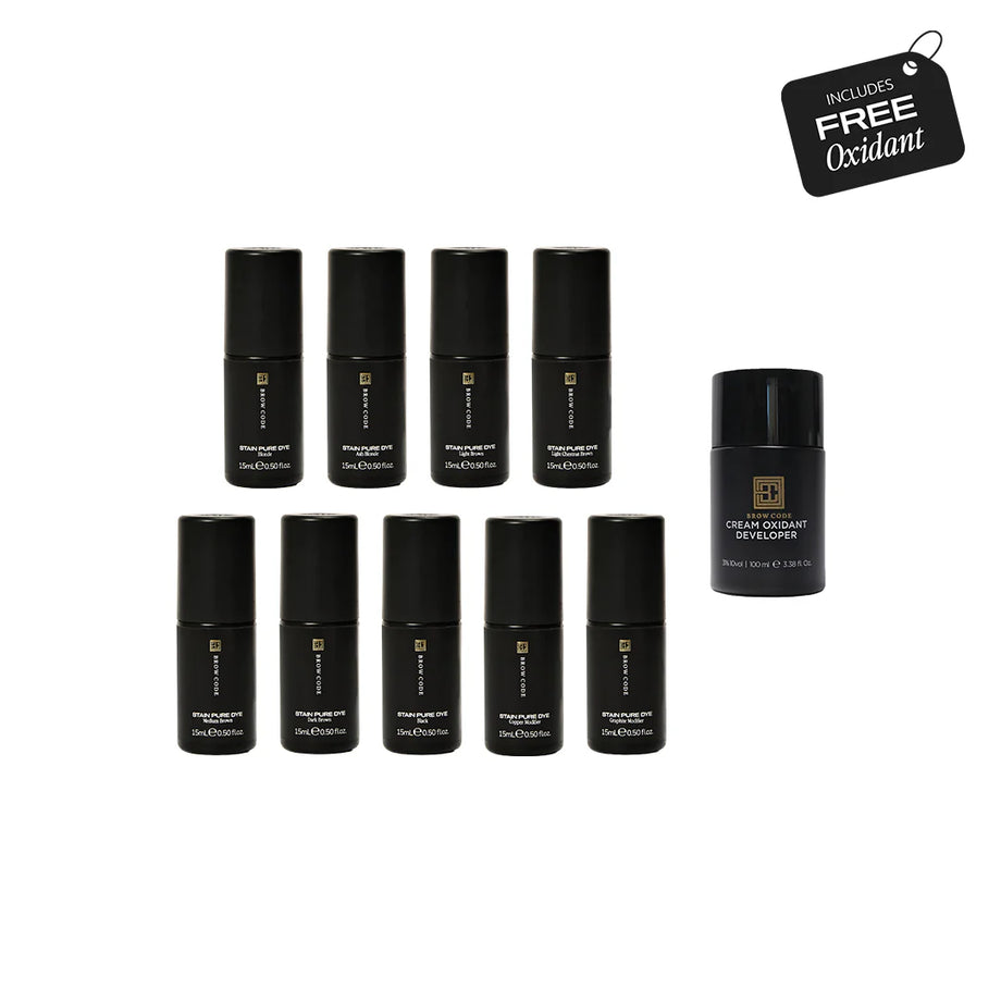 Brow Code Stain Pure Dye Discovery Collection (Get Free Oxidant 3% Developer 100ml)