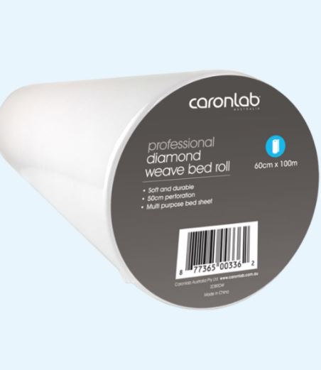 Caronlab Professional Disposable Bed Roll Diamond Weave White