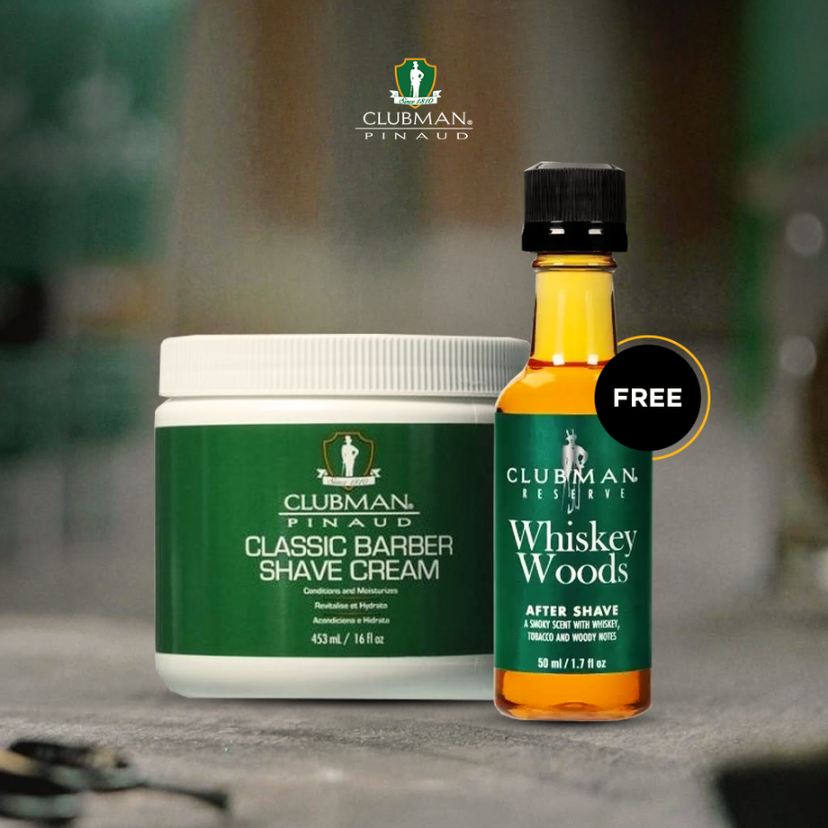Buy Clubman Classic Shave Cream 453ml Get FREE Whisky Woods Aftershave - 50ml