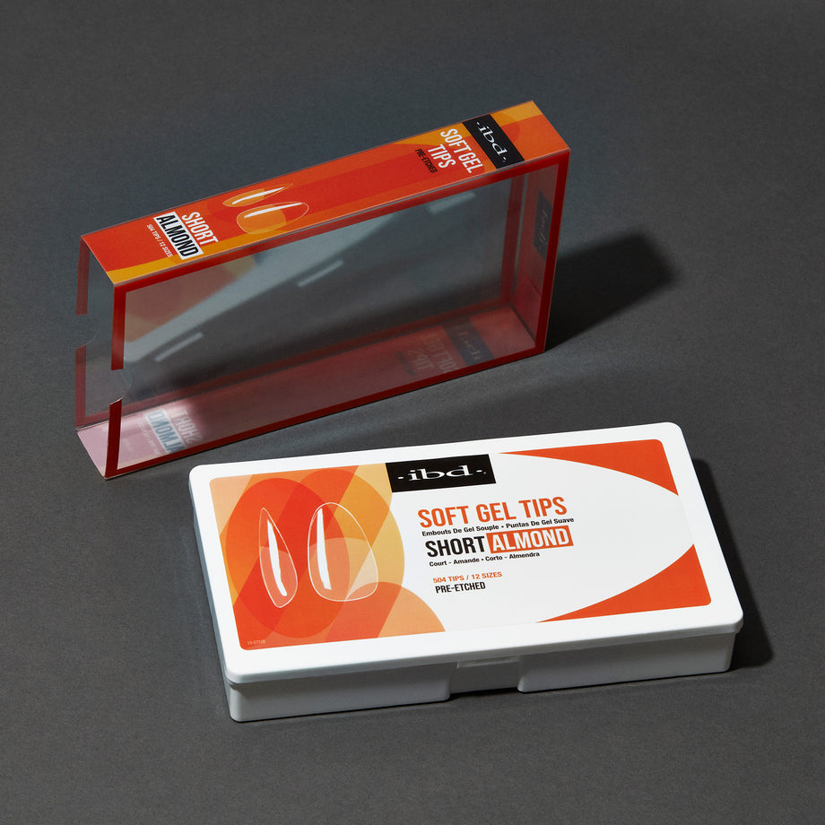 ibd Soft Gel Tips - Short Almond 504 Tips / 12 Sizes - Professional Salon Brands