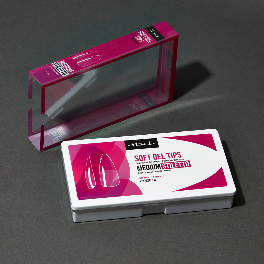 ibd Soft Gel Tips - Medium Stiletto 504 Tips / 12 Sizes