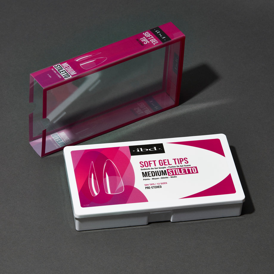 ibd Soft Gel Tips - Medium Stiletto 504 Tips / 12 Sizes - Professional Salon Brands