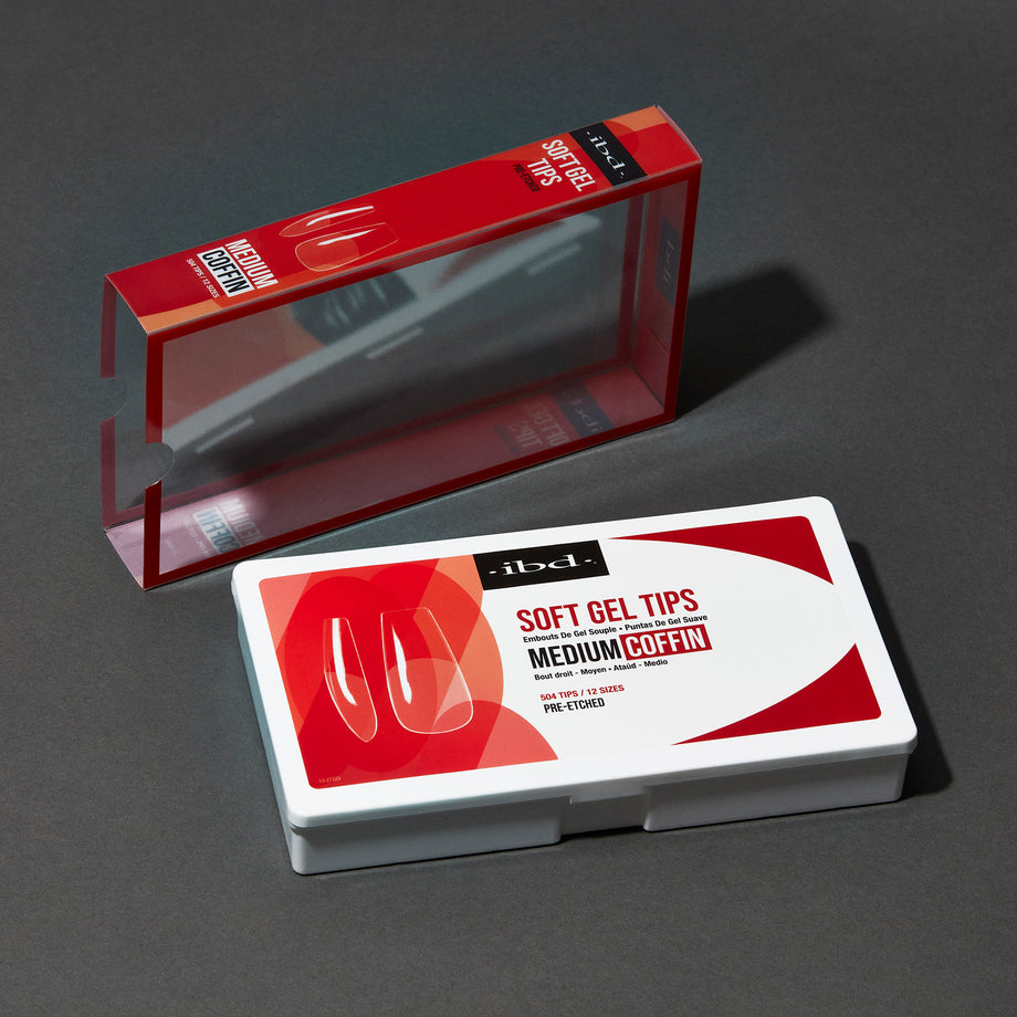 ibd Soft Gel Tips - Medium Coffin 504 Tips / 12 Sizes - Professional Salon Brands