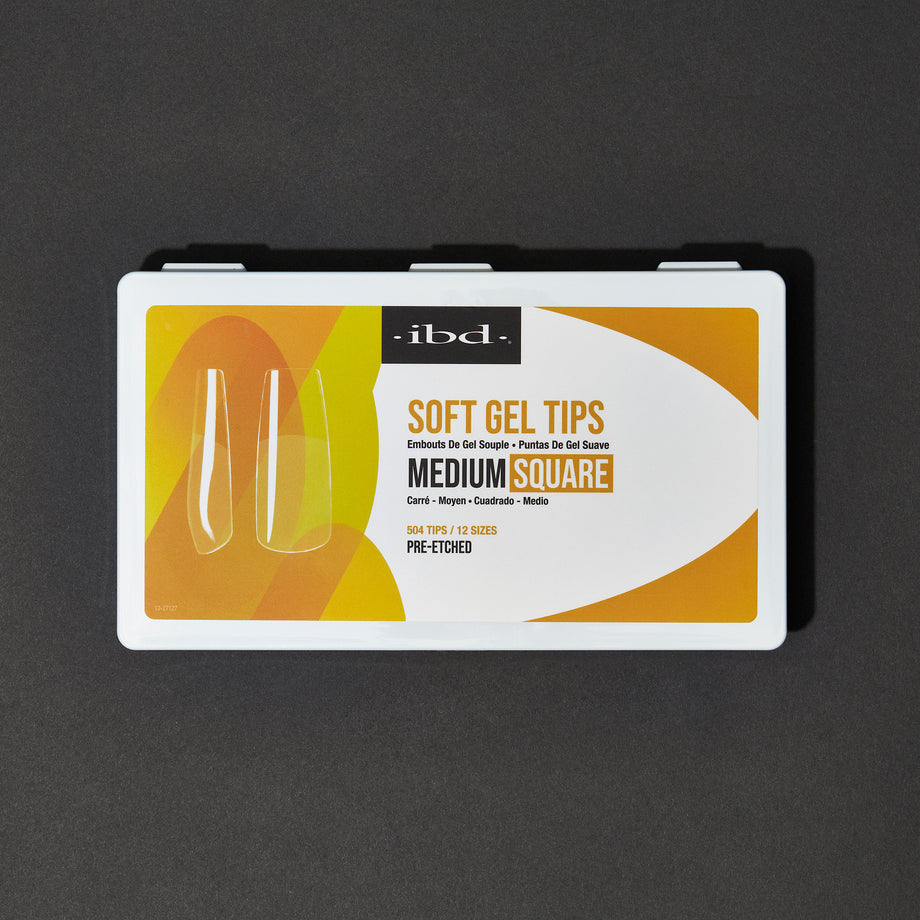 ibd Soft Gel Tips - Medium Square 504 Tips / 12 Sizes - Professional Salon Brands