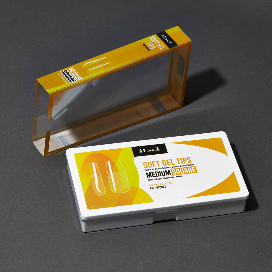 ibd Soft Gel Tips - Medium Square 504 Tips / 12 Sizes - Professional Salon Brands