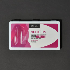ibd Soft Gel Tips - Long Stiletto 504 Tips / 12 Sizes - Professional Salon Brands
