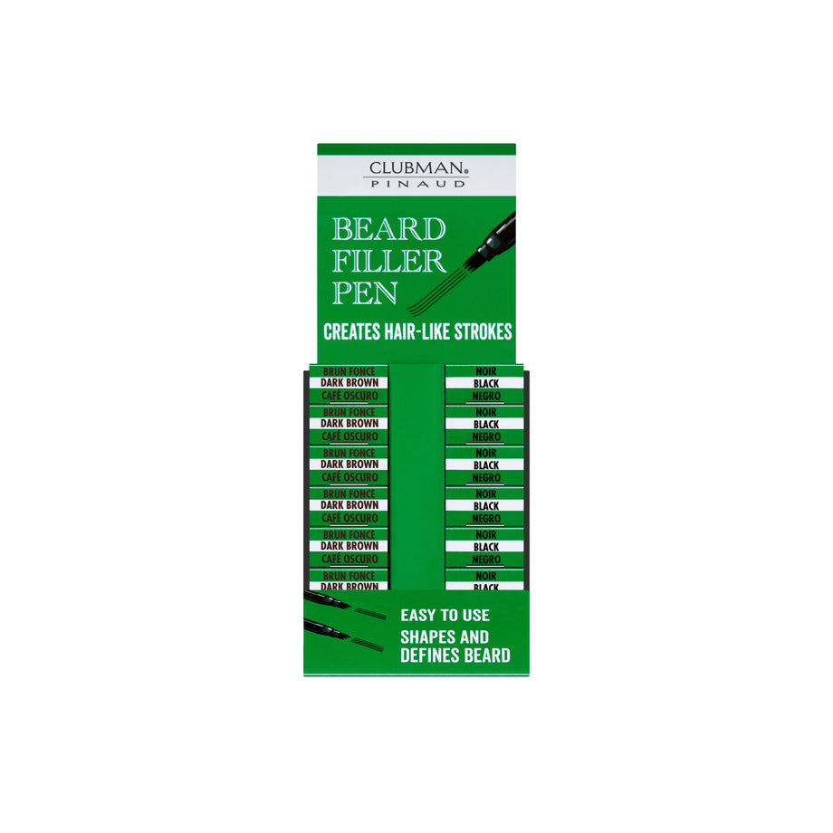 Clubman Beard Filler Pen Display 6pc Dark Brown, 6pc Black