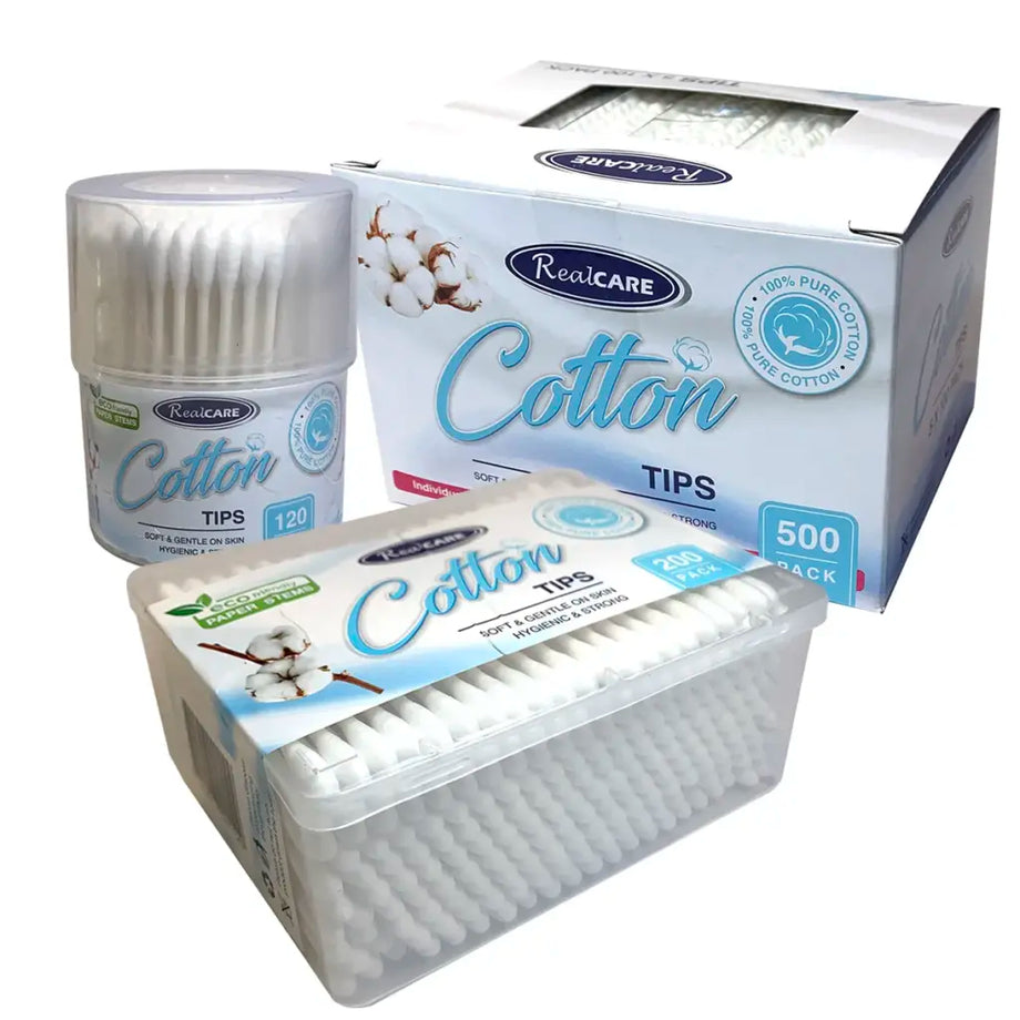 Real Care Eco-friendly Paper Stem Cotton Tips 500PK