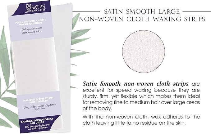 Satin Smooth Large Non-Woven Cloth Waxing Strips 100 pack - Professional Salon Brands