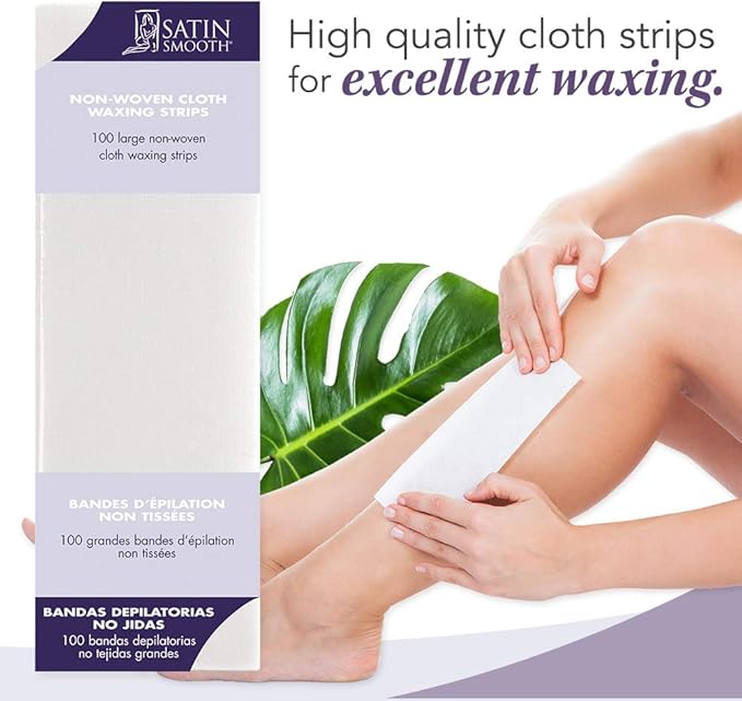 Satin Smooth Large Non-Woven Cloth Waxing Strips 100 pack - Professional Salon Brands