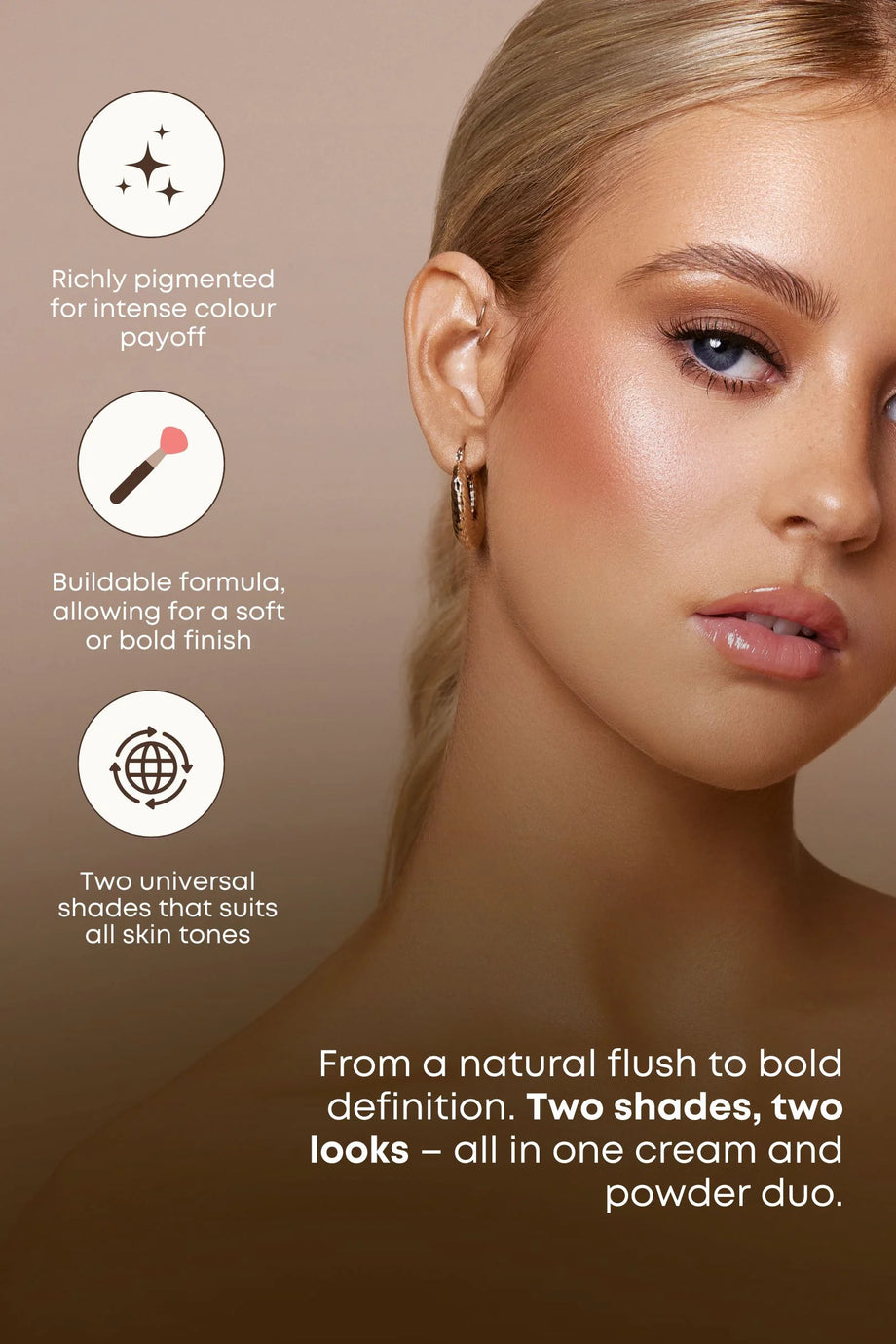 Vani-T Make Me Blush Cream & Powder Duo- Flirty - Professional Salon Brands
