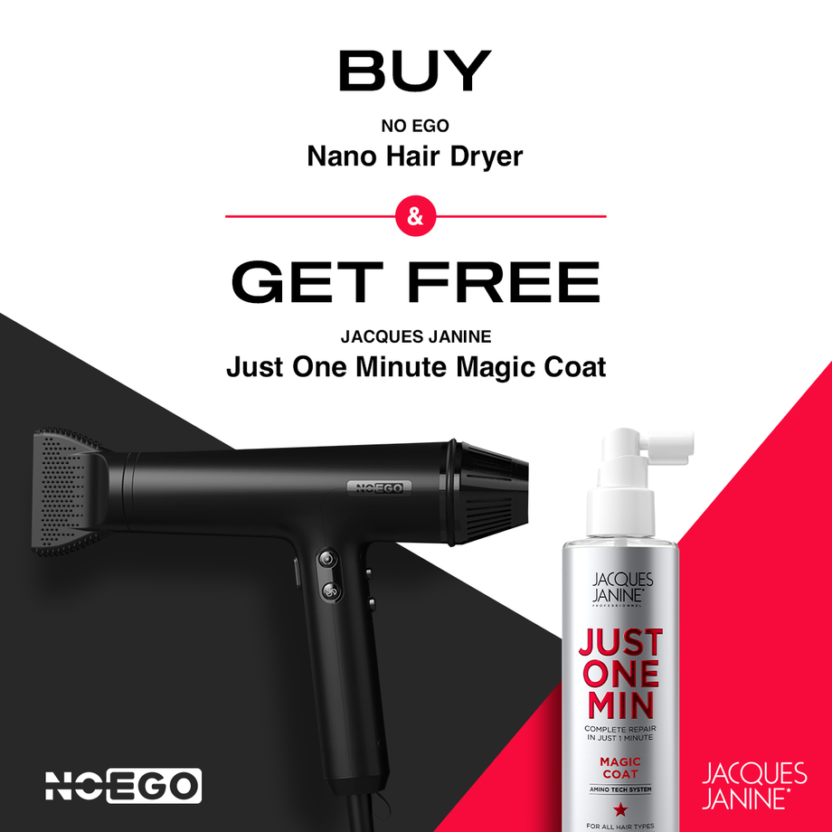 No Ego Nano Ion Hair Dryer + FREE Jacques Janine Magic Coat 200ml