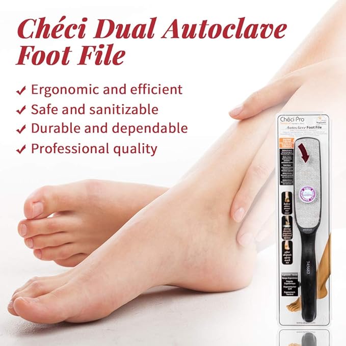 Checi Professional Autoclavable Foot File - Dual-Sided (Medium/Coarse) - Professional Salon Brands