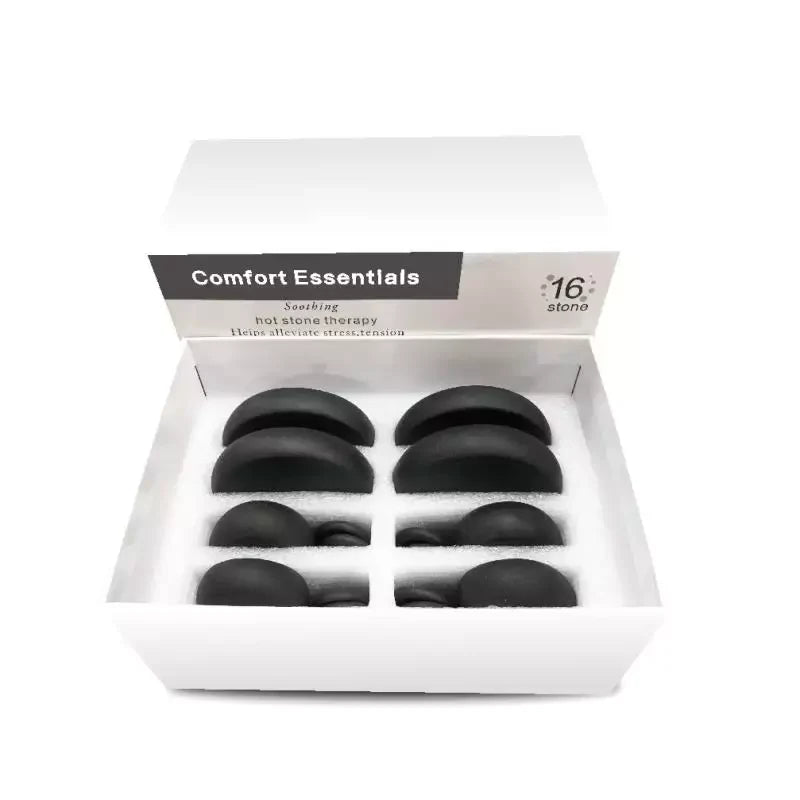 Comfort Essential Hot Stone Set for Massage Therapy - 16 Pieces Box