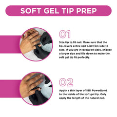IBD Soft Gel Tips - Long Stiletto 504 Tips / 12 Sizes - Professional Salon Brands