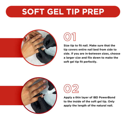 IBD Soft Gel Tips - Short Almond 504 Tips / 12 Sizes - Professional Salon Brands
