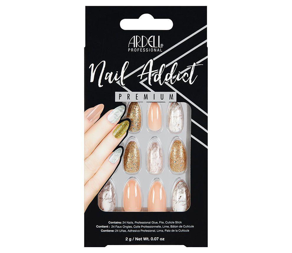 Ardell Nail Addict - Pink Marble and Gold - Professional Salon Brands