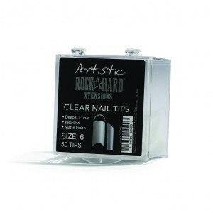 Artistic Rock Hard Xtentions Clear Nail Tips 50ct Size 6 - Professional Salon Brands